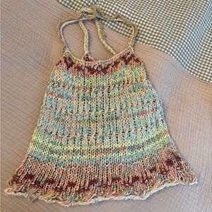 Multicolor Knit Halter Top